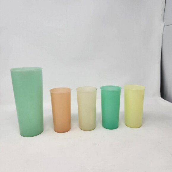 Tupperware Lot 1 #107 Cup 1954 4 #117 Tumblers 9oz Pastel Made in USA - Picture 10 of 10